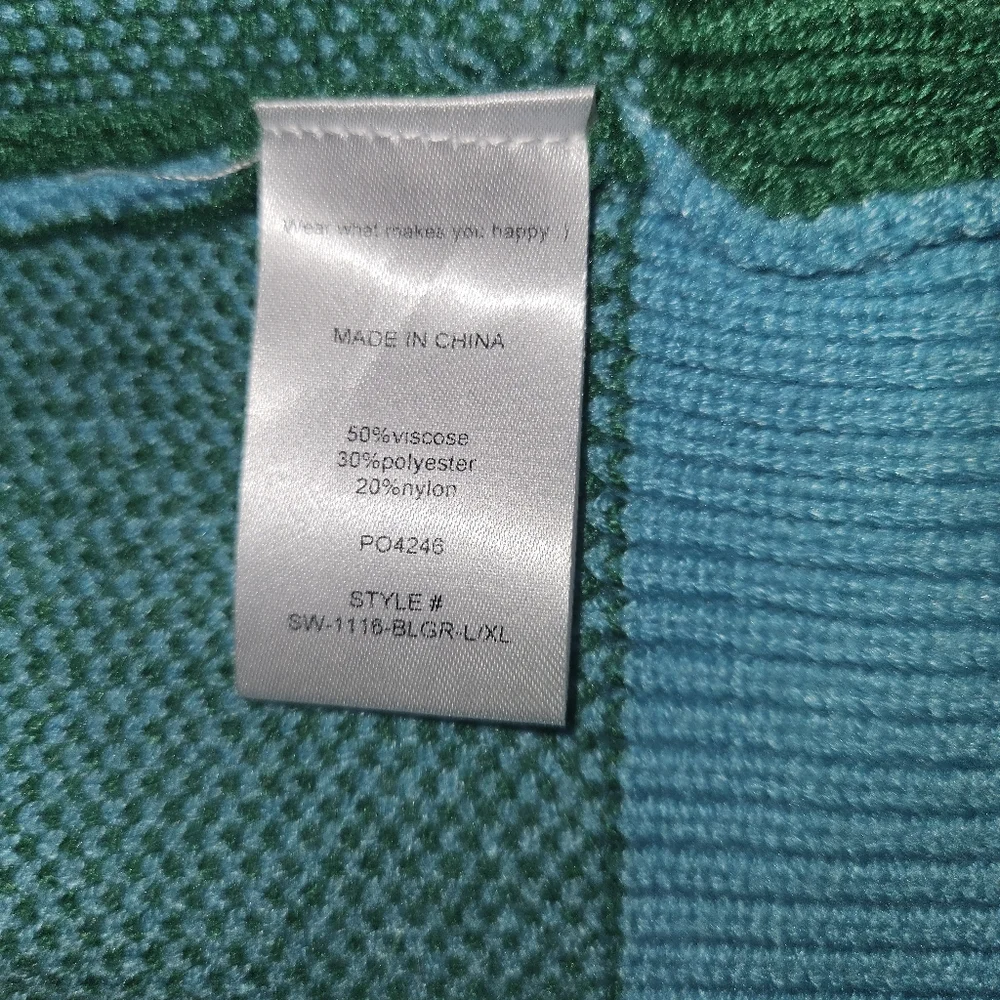 LALA ORIGINAL Love You Oversized Checkerboard Cardigan in Emerald + Sky - Picture 5 of 8